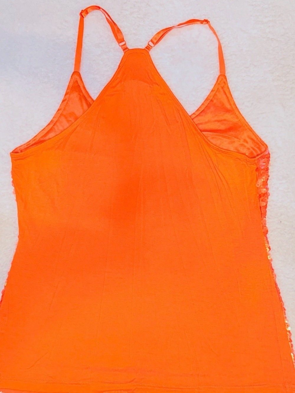 Sequin Racerback Tank Top in Vibrant Orange by - Picture 4 of 9
